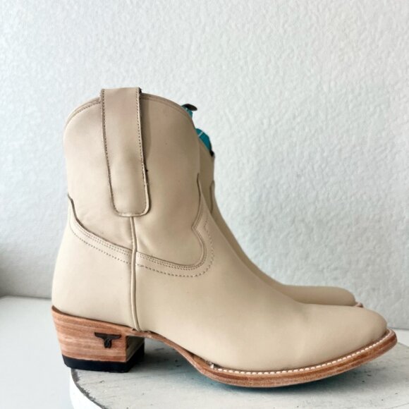 Lane PLAIN JANE Womens Cowboy Bootie 9.5 Pale Ivory Western Cowgirl Ankle Boot - Picture 2 of 11